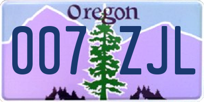 OR license plate 007ZJL