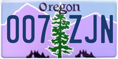 OR license plate 007ZJN