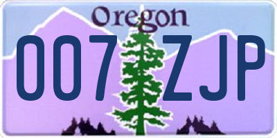 OR license plate 007ZJP