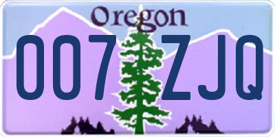 OR license plate 007ZJQ
