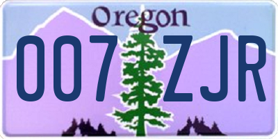 OR license plate 007ZJR
