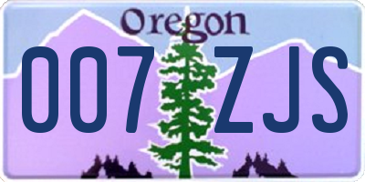 OR license plate 007ZJS