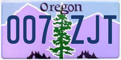 OR license plate 007ZJT