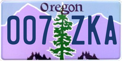 OR license plate 007ZKA