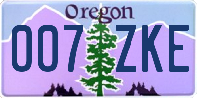 OR license plate 007ZKE