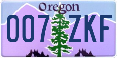 OR license plate 007ZKF