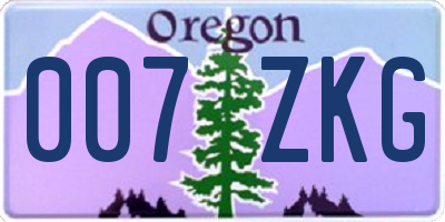 OR license plate 007ZKG