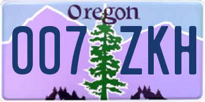 OR license plate 007ZKH
