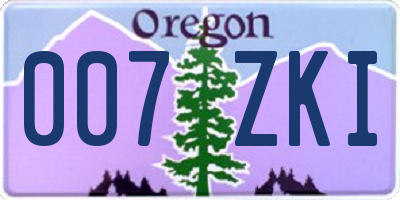 OR license plate 007ZKI