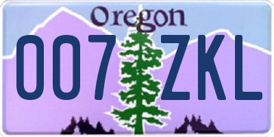 OR license plate 007ZKL