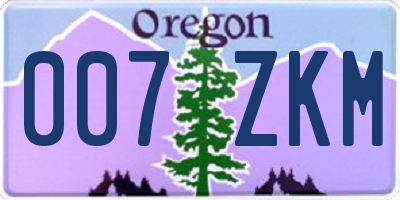OR license plate 007ZKM
