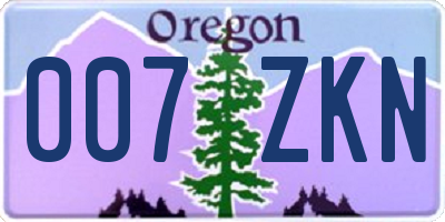 OR license plate 007ZKN