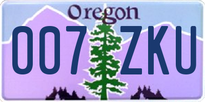 OR license plate 007ZKU
