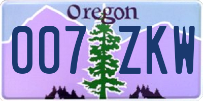 OR license plate 007ZKW