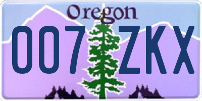 OR license plate 007ZKX