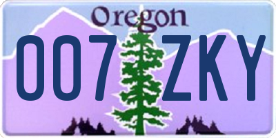OR license plate 007ZKY