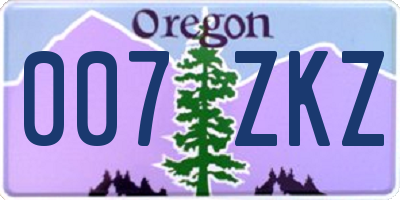 OR license plate 007ZKZ