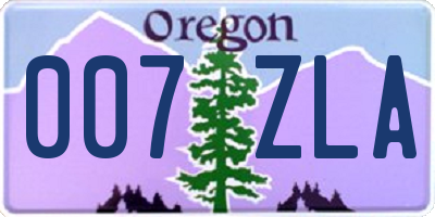 OR license plate 007ZLA