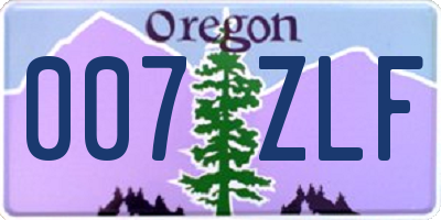 OR license plate 007ZLF