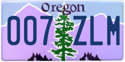 OR license plate 007ZLM