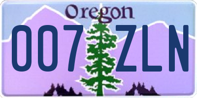 OR license plate 007ZLN