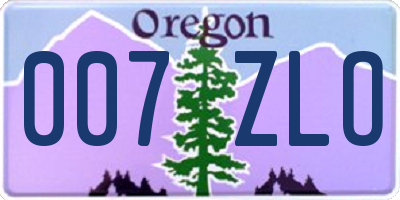OR license plate 007ZLO