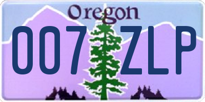 OR license plate 007ZLP