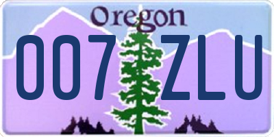 OR license plate 007ZLU