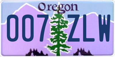 OR license plate 007ZLW