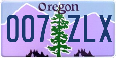 OR license plate 007ZLX