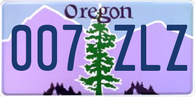 OR license plate 007ZLZ