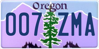OR license plate 007ZMA