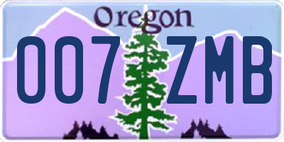 OR license plate 007ZMB