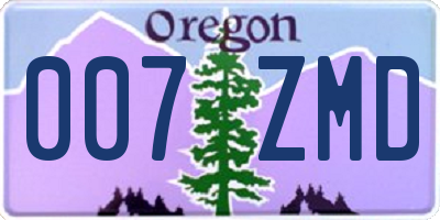 OR license plate 007ZMD