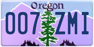 OR license plate 007ZMI