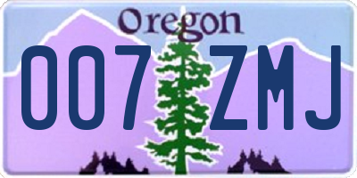 OR license plate 007ZMJ