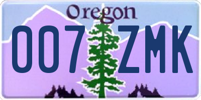 OR license plate 007ZMK