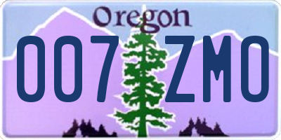 OR license plate 007ZMO