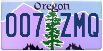 OR license plate 007ZMQ