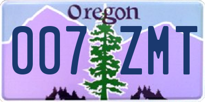 OR license plate 007ZMT