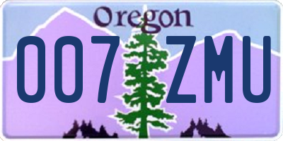 OR license plate 007ZMU