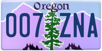 OR license plate 007ZNA