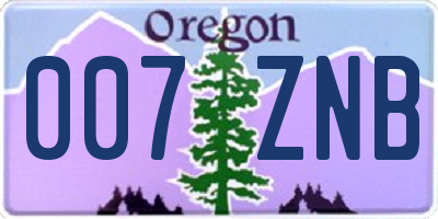 OR license plate 007ZNB