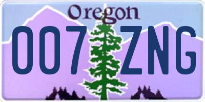 OR license plate 007ZNG