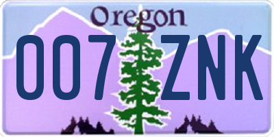 OR license plate 007ZNK