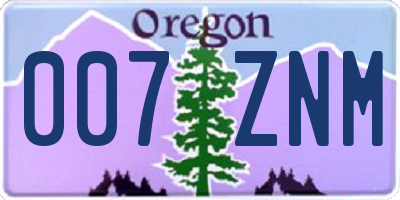 OR license plate 007ZNM