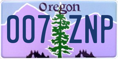 OR license plate 007ZNP
