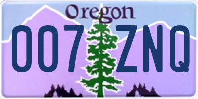 OR license plate 007ZNQ