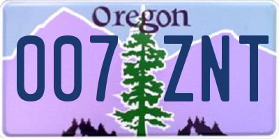 OR license plate 007ZNT