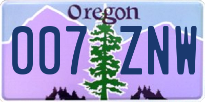 OR license plate 007ZNW
